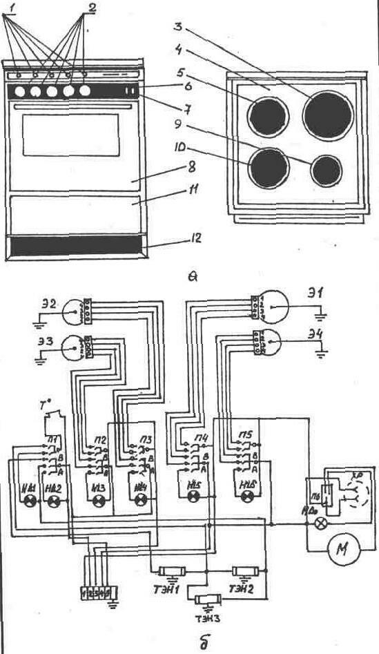 Схема электрическая плиты