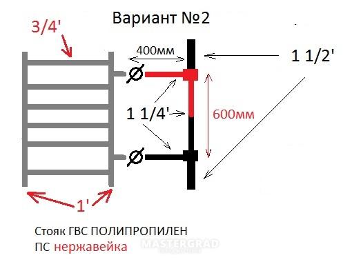 Подключение полотенцесушителя к стояку горячей воды в многоэтажном доме схема