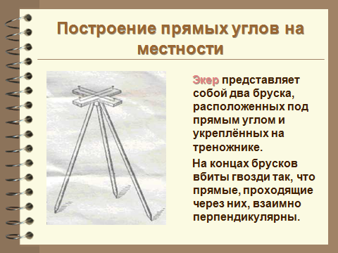 Проект построение прямых углов на местности