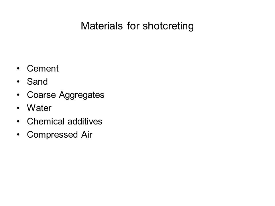 Materials for shotcreting