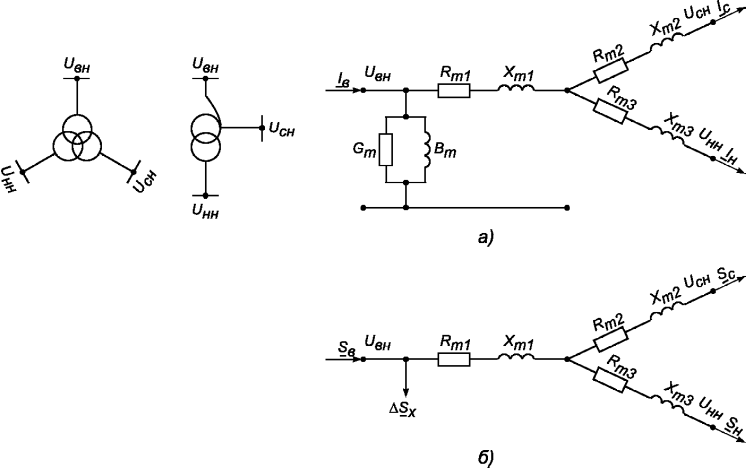 Схемы замещения силовых трансформаторов