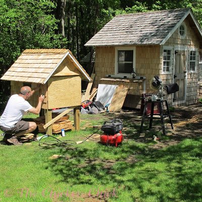  5/12/12 The coop walls are shingled & circular saw is back in business with a new power cord.