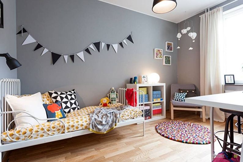 Серый цвет в интерьере детской комнаты